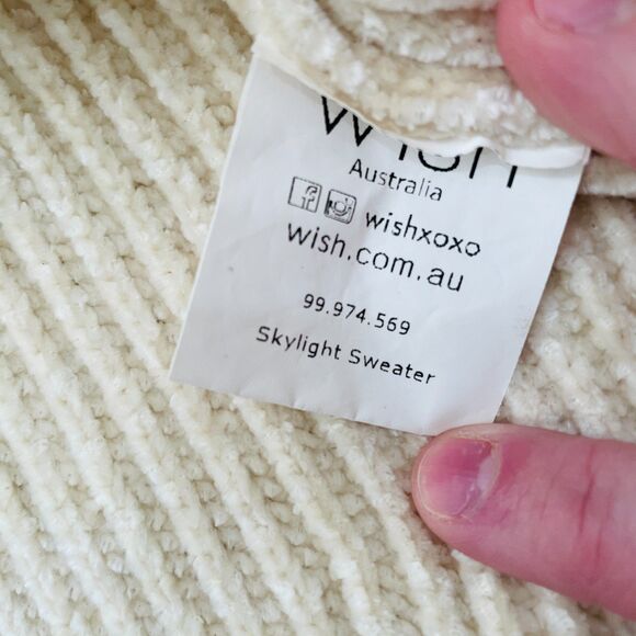 Wish Australia Women's Size S Cream Knit Pullover Sweater Crew Neck Long Sleeve - Picture 9 of 9